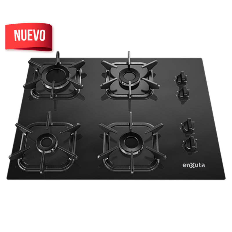 Anafe de Empotrar con 4 Hornallas a Gas Negro con Hierro Fundido - Brasil