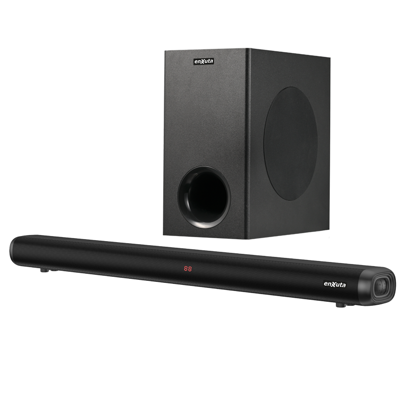 Barra de Sonido Bluetooth con Subwoofer 160 Watts 2.1, USB, AUX, Optical, Coaxial, HDMI-ARC / M. Box