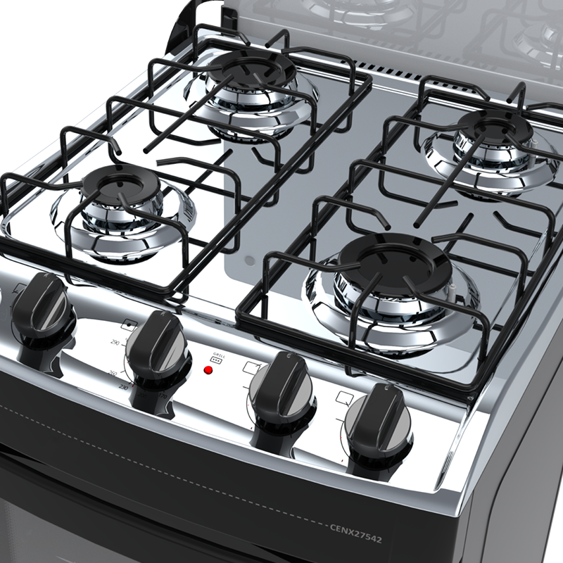 Cocina Supergas 4 Hornallas Negra con Termocupla y Grill - Brasil