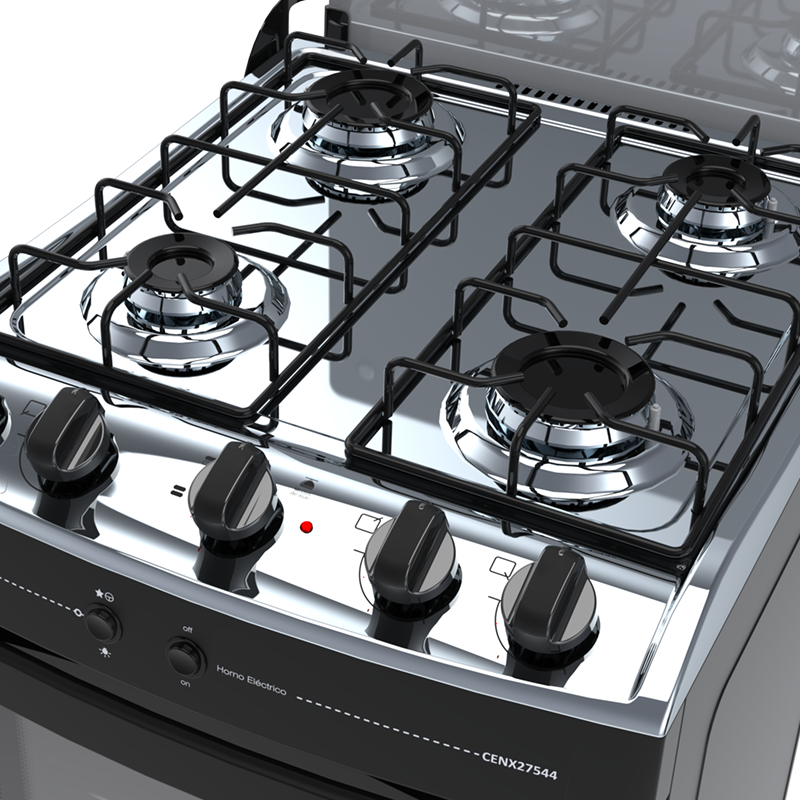 Cocina Combinada 4 Hornallas Negra con Grill - Brasil