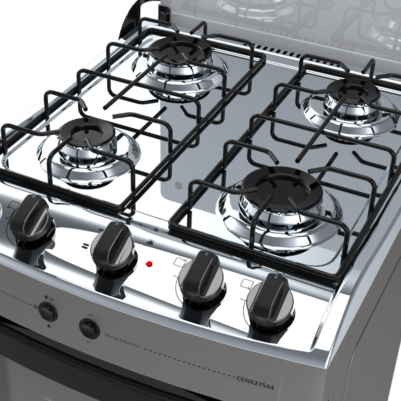 Cocina Combinada 4 Hornallas Titanio con Grill - Brasil