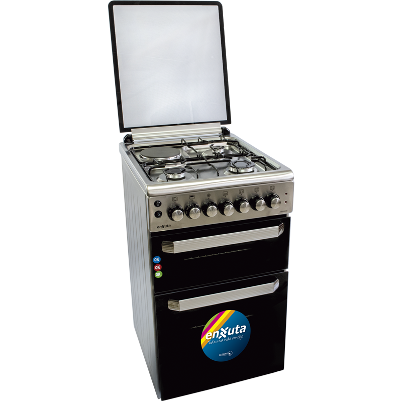 Cocina Doble Horno con 3 Hornallas y 1 Disco Eléctrico Inox  50x60 - Turquía