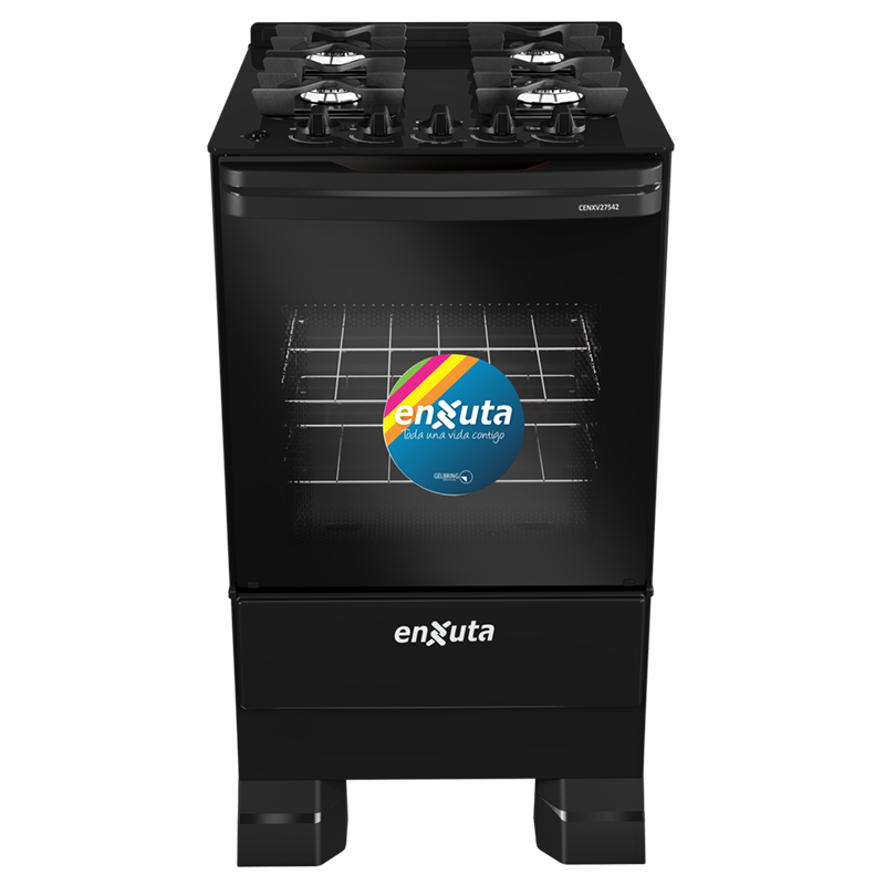 Cocina Supergas 4 Hornallas Negra, Mesada de Vidrio, Hierro Fundido y Termocupla - Brasil