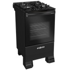 Cocina Supergas 4 Hornallas Negra, Mesada de Vidrio, Hierro Fundido y Termocupla - Brasil