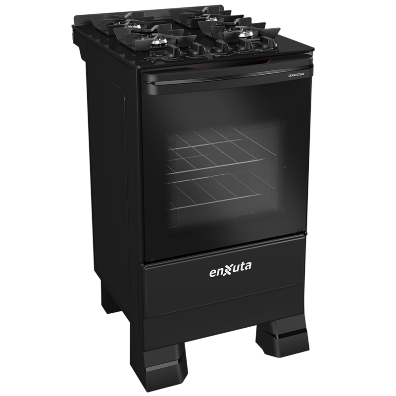 Cocina Supergas 4 Hornallas Negra, Mesada de Vidrio, Hierro Fundido y Termocupla - Brasil