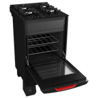 Cocina Supergas 4 Hornallas Negra, Mesada de Vidrio, Hierro Fundido y Termocupla - Brasil