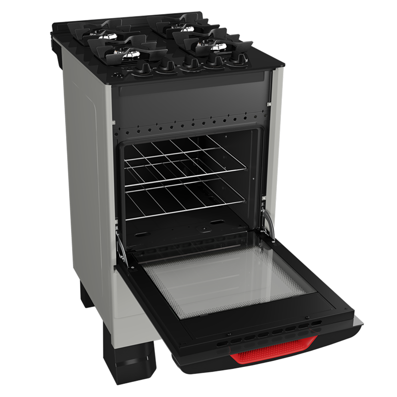 Cocina Supergas 4 Hornallas Titanio, Mesada de Vidrio, Hierro Fundido y Termocupla - Brasil
