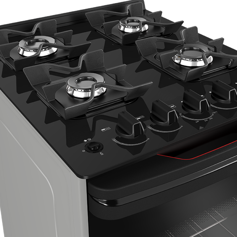 Cocina Supergas 4 Hornallas Titanio, Mesada de Vidrio, Hierro Fundido y Termocupla - Brasil