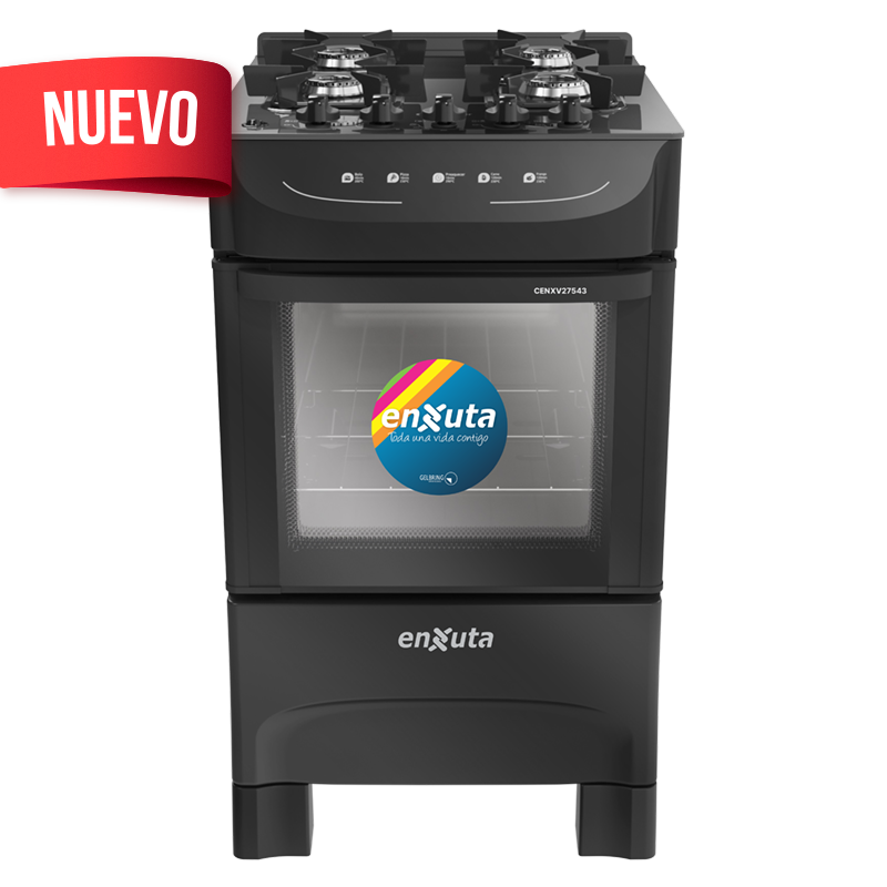 Cocina Supergas 4 Hornallas Negra, Mesada de Vidrio y Termocupla - Brasil