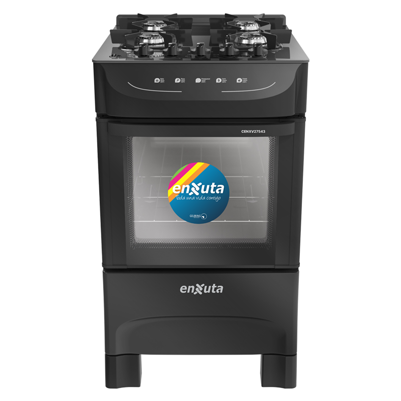 Cocina Supergas 4 Hornallas Negra, Mesada de Vidrio y Termocupla - Brasil