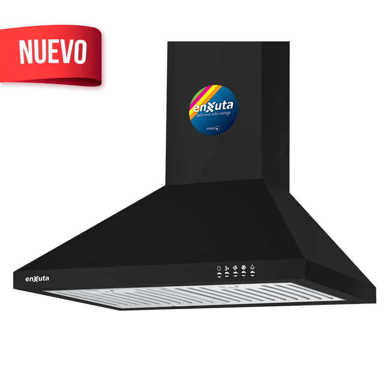 Campana 60 cm Negra con extracción de 750 m3/h