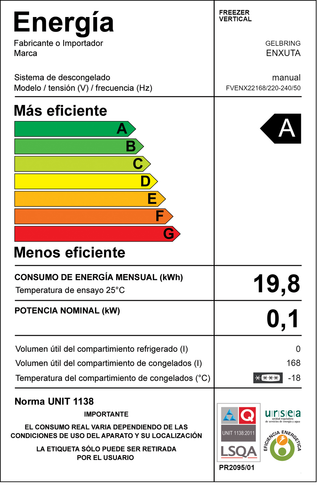 Freezer Vertical 168 Litros Blanco Frío Húmedo
