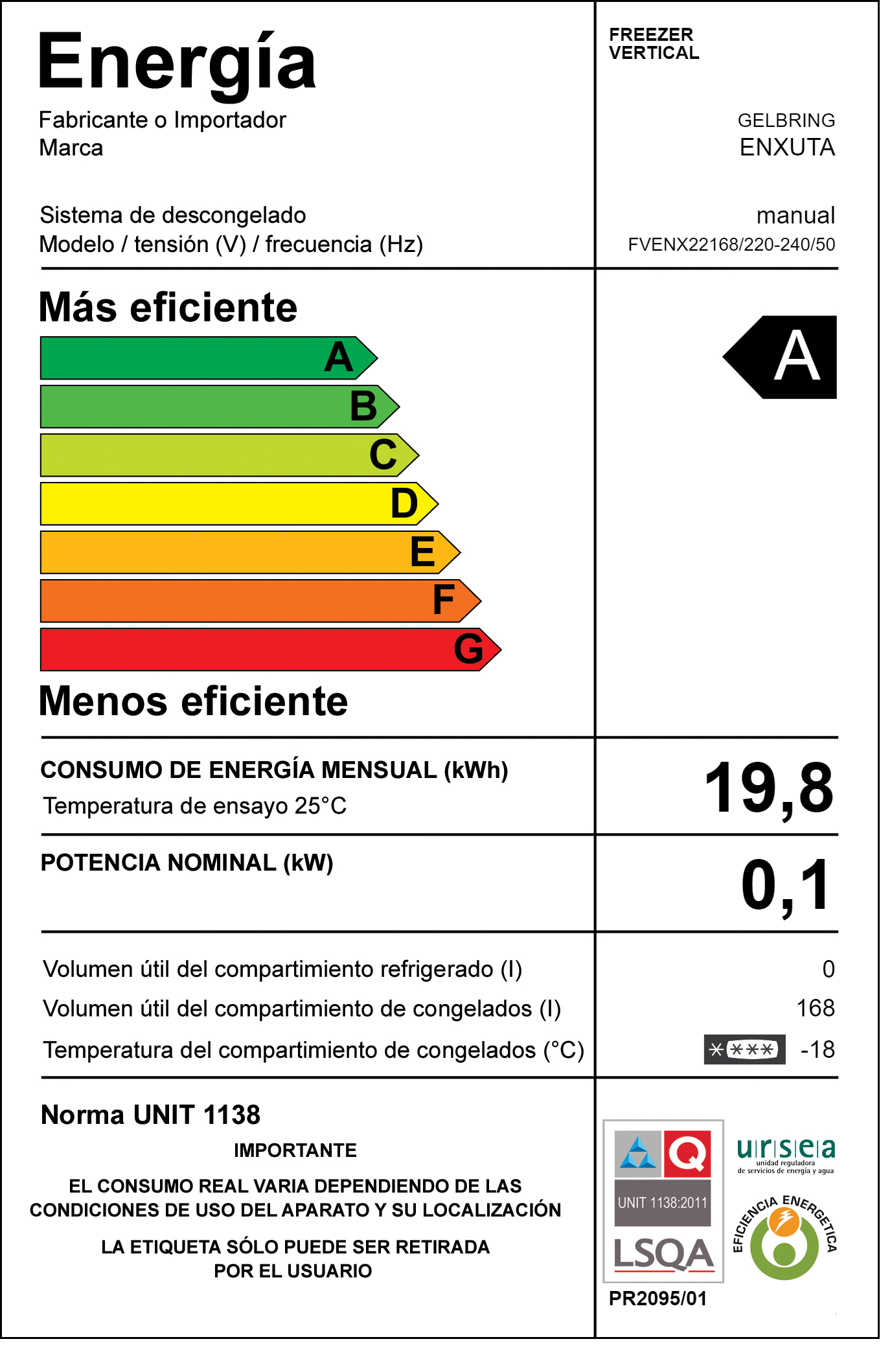 Freezer Vertical 168 Litros Blanco Frío Húmedo