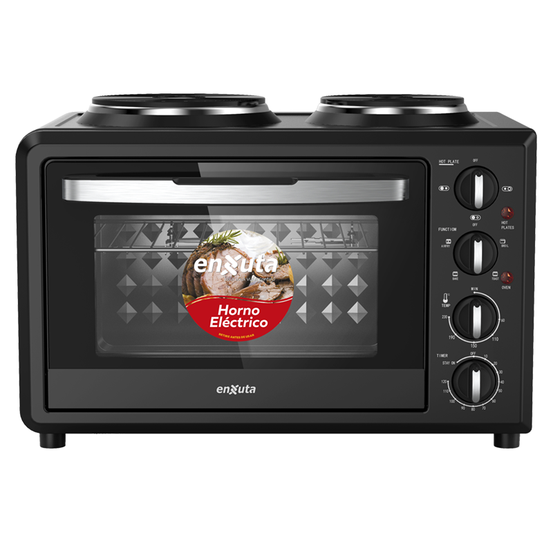 Horno Eléctrico 32 Litros Negro con 2 Discos Eléctricos