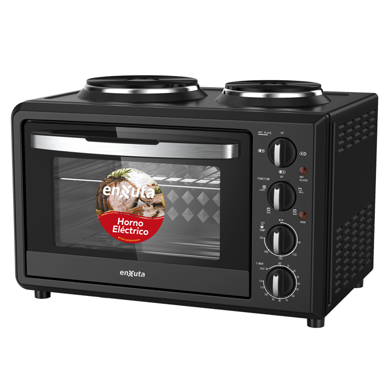 Horno Eléctrico 32 Litros Negro con 2 Discos Eléctricos