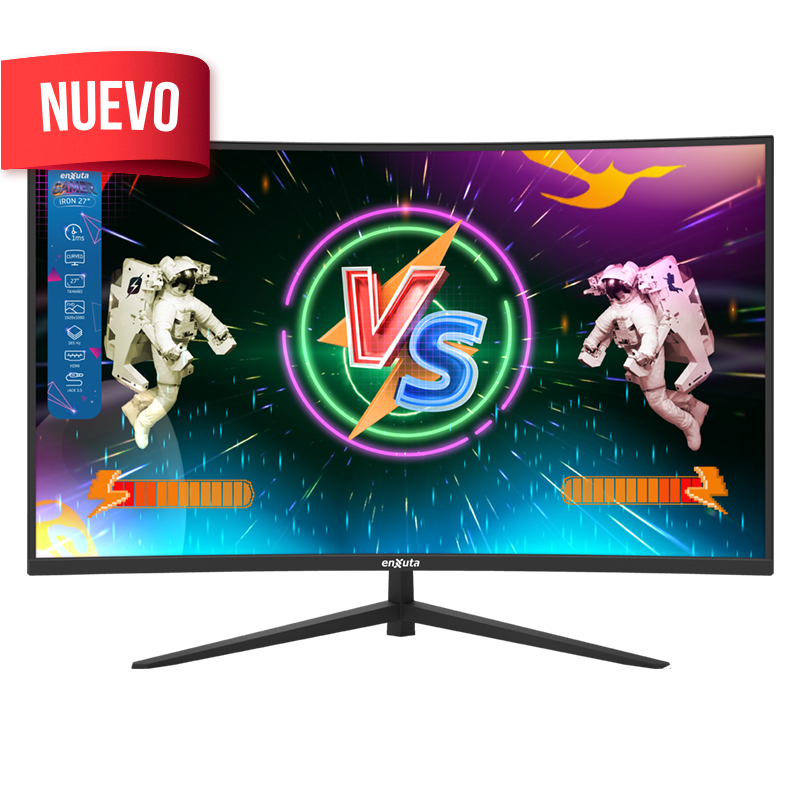 Monitor 27 Pulgadas Curvo Full HD Gamer, Panel VA, 165 hz, HDMI, Displayport, 1 ms