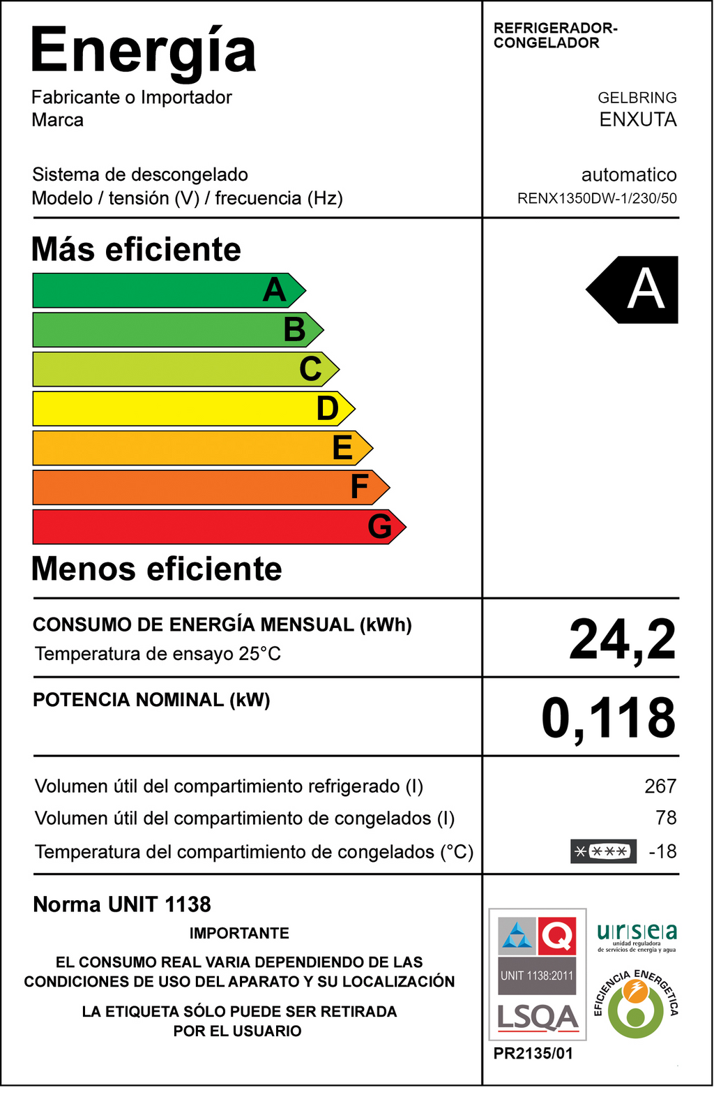 Refrigerador Frío Seco 345 Litros con Dispensador - China