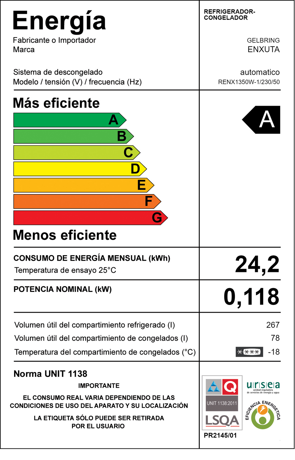 Refrigerador Frío Seco 345 Litros - China