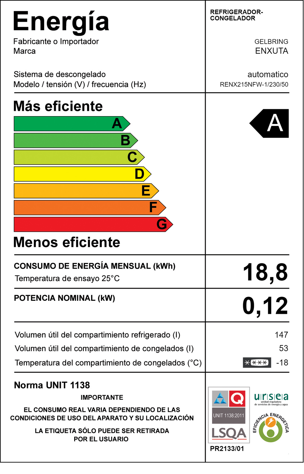 Refrigerador Frío Seco 200 Litros - China