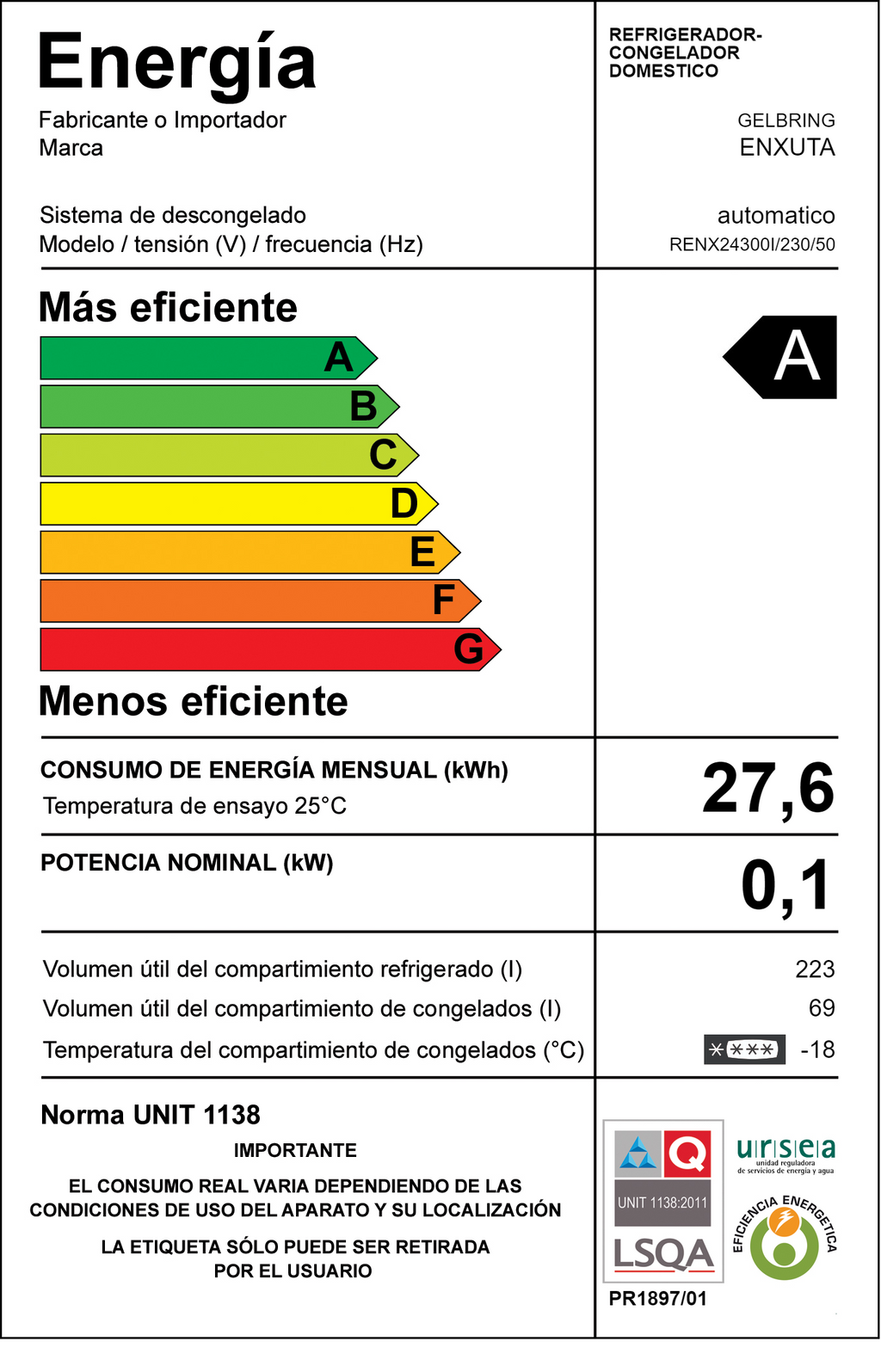Refrigerador Frío Seco 292 Litros Inox - Colombia