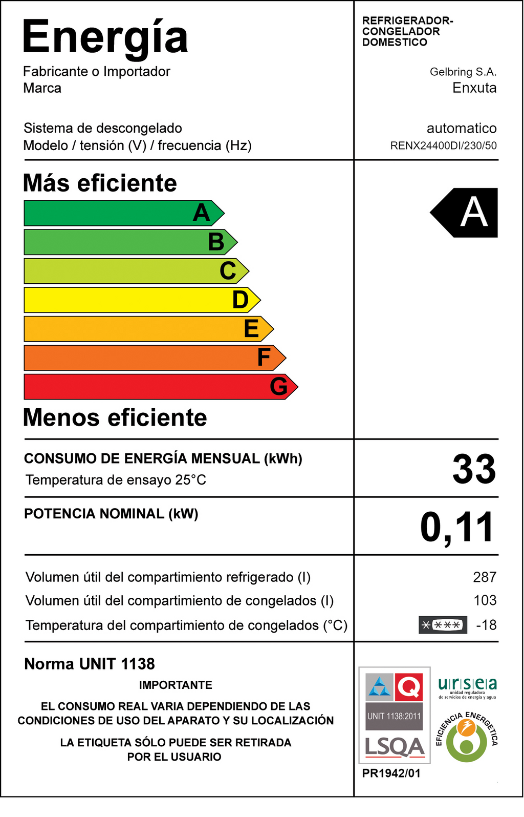 Refrigerador Frío Seco 390 Litros Inox con Dispensador - Colombia