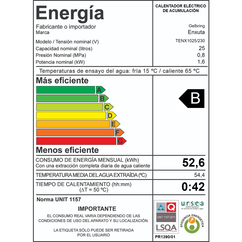 Termotanque de Acero 25 Litros línea Prisma