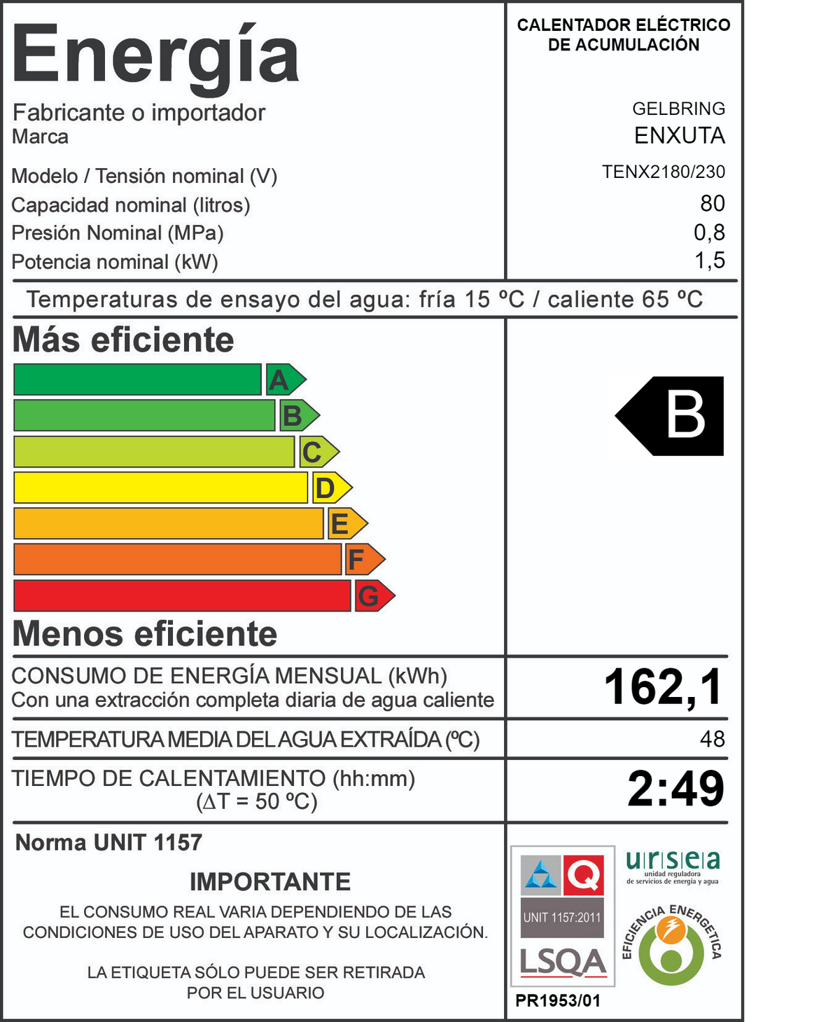 Termotanque de Acero 80 Litros línea Cilíndrica